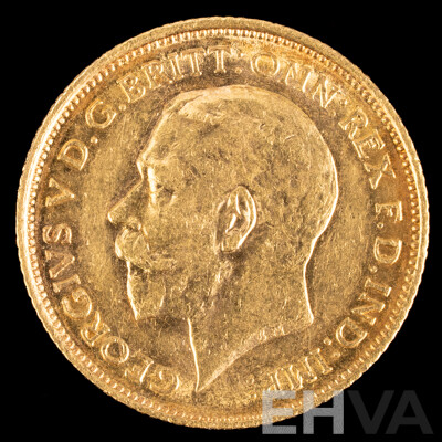 Australian 1914 KGV Gold Half Sovereign, Sydney Mint .917