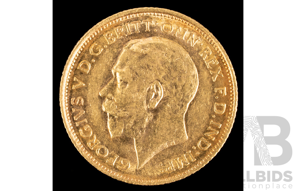 Australian 1914 KGV Gold Half Sovereign, Sydney Mint .917