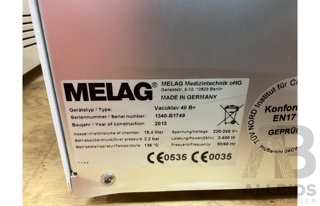 MELAG Vacuklav 40 B+ Evolution Autoclave, Steam Sterilizer