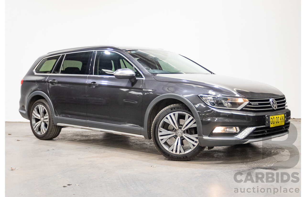 09/2017 Volkswagen Passat Alltrack 140 TDI (AWD) 3C MY17 4D Wagon Manganese Grey Metallic Turbo Diesel 2.0L
