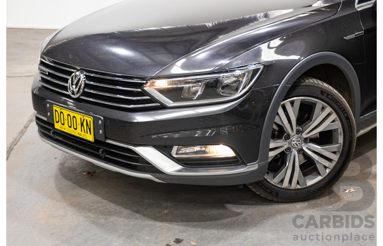 09/2017 Volkswagen Passat Alltrack 140 TDI (AWD) 3C MY17 4D Wagon Manganese Grey Metallic Turbo Diesel 2.0L