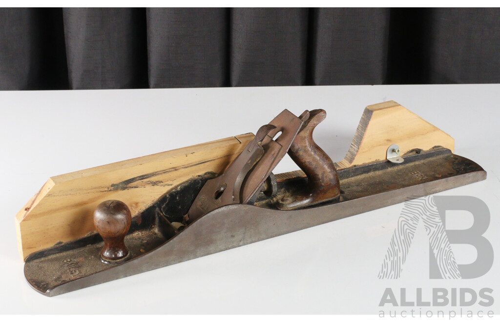 Vintage Stanley Bailey No.8  Smoothing Plane, Record Marples No. 4 Bench Plane with Three Threaded Pipe Clamps
