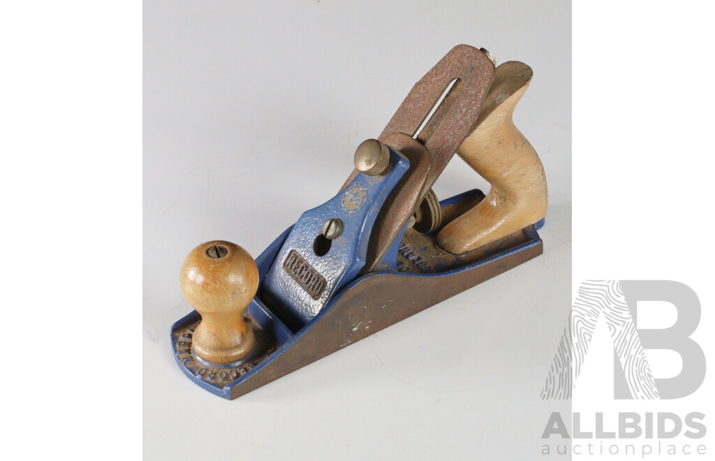 Vintage Stanley Bailey No.8  Smoothing Plane, Record Marples No. 4 Bench Plane with Three Threaded Pipe Clamps