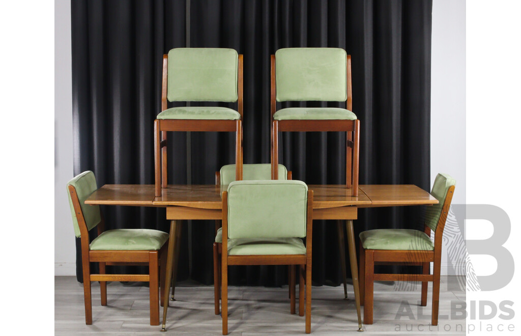 Retro Metal Based Dining Table with Six Chairs by Cenfern