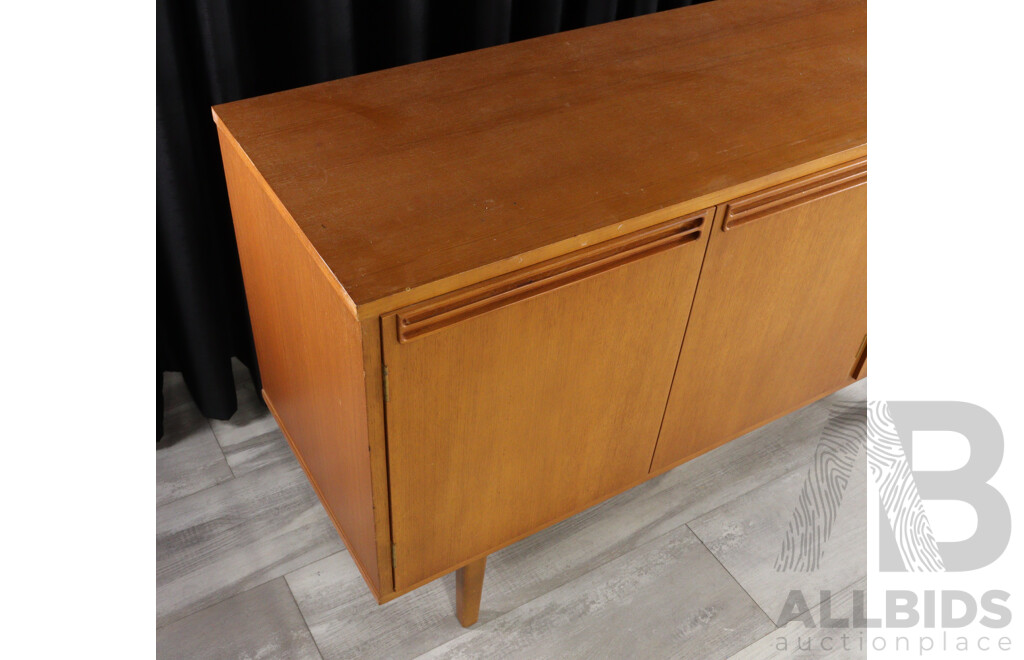 Mid Century Teak Sideboard with Three Drawers and Two Doors by Wrightbilt