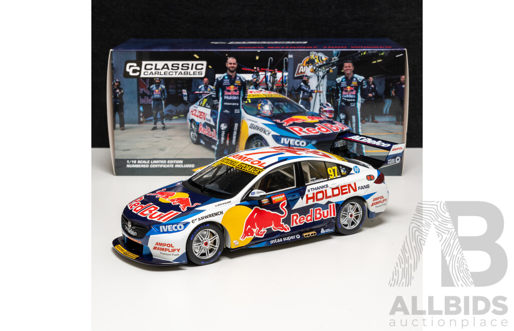 Classic Carlectables Holden ZB Commodore V8 Supercar 2020 Bathurst Winner #97 Shane Van Gisbergen/Ritchie Stanaway RedBull/HRT 1:18 Scale Model Car - COA Included