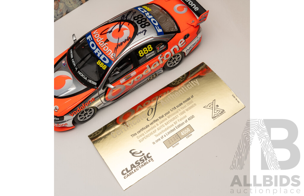 Classic Carlectables Ford Falcon BF V8 Supercar 2008 Bathurst Winner #888 Craig Lownes/ Jamie Whincup Team Vadofone 1:18 Scale