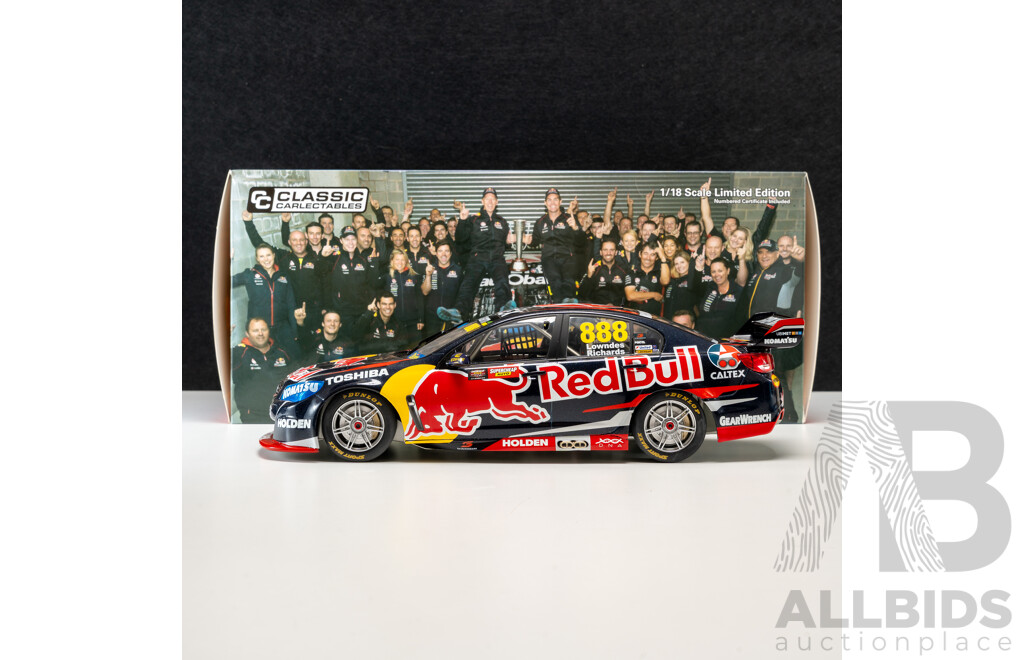 Classic Carlectables Holden VF Commodore V8 Supercar 2015 Bathurst Winner #888 Craig Lownes/Steven Richards Red Bull Racing 1:18 Scale Model Car - COA Included