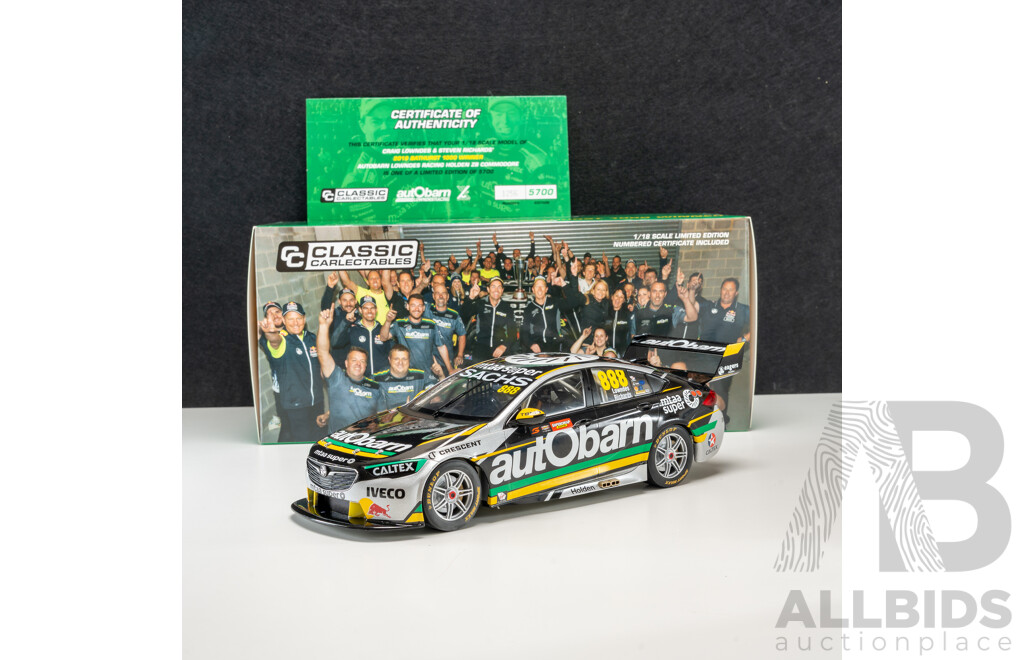 Classic Carlectables Autobarn Lowndes Racing Holden ZB Commodore Craig Lowndes/ Steven Richards 2018 Bathurst Winners 1:18 Scale Model Car - COA Included