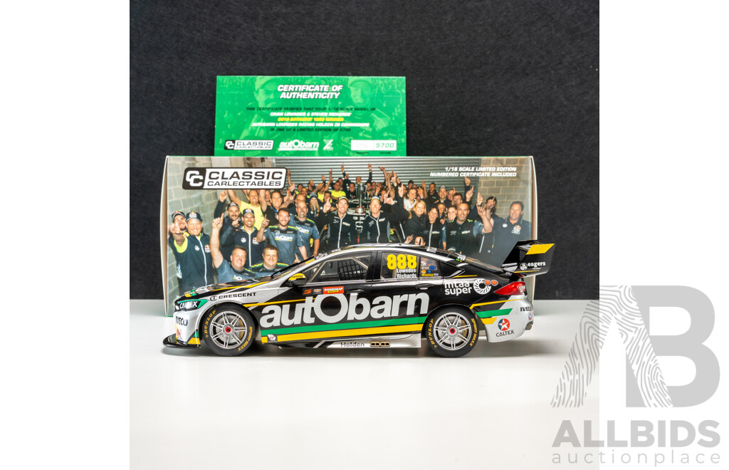 Classic Carlectables Autobarn Lowndes Racing Holden ZB Commodore Craig Lowndes/ Steven Richards 2018 Bathurst Winners 1:18 Scale Model Car - COA Included