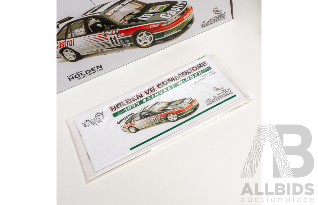 Classic Carlectables Holden VR Commodore 1995 Bathurst Winner #11 Larry Perkins/Russell Ingall  Castrol Racing 1:18 Scale Model Car - COA Included