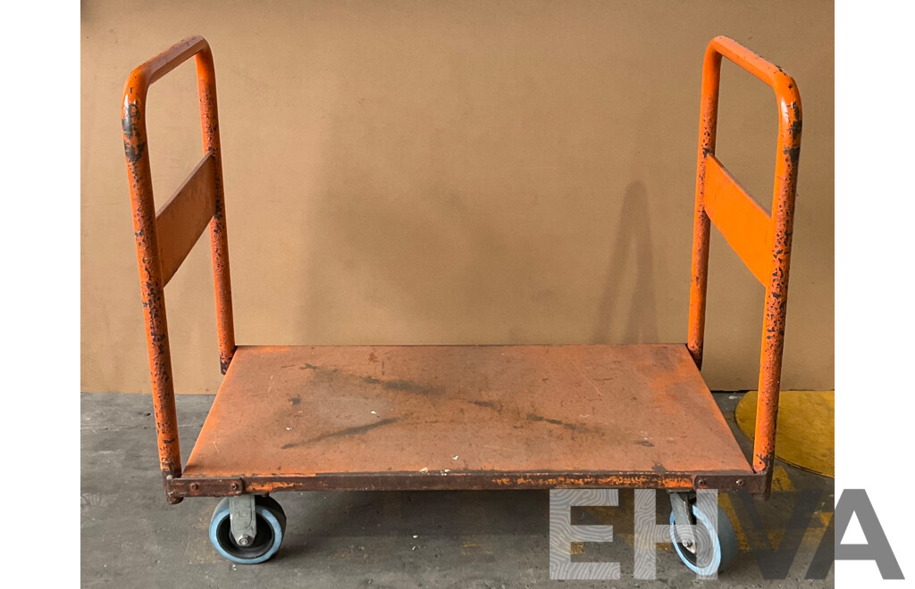 Steel Heavy Duty Platform Trolley - 2 Handle - Orange