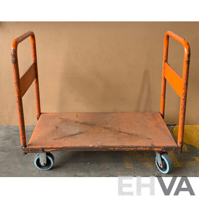 Steel Heavy Duty Platform Trolley - 2 Handle - Orange