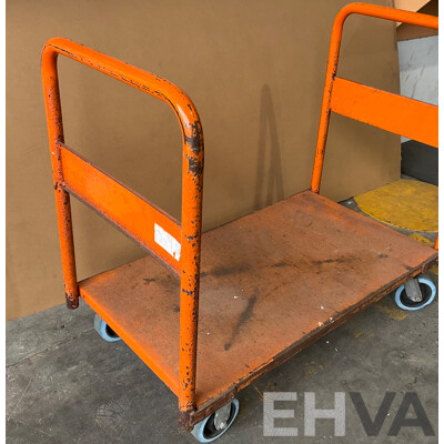 Steel Heavy Duty Platform Trolley - 2 Handle - Orange