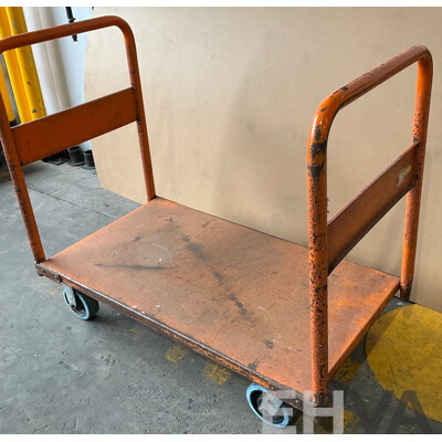 Steel Heavy Duty Platform Trolley - 2 Handle - Orange