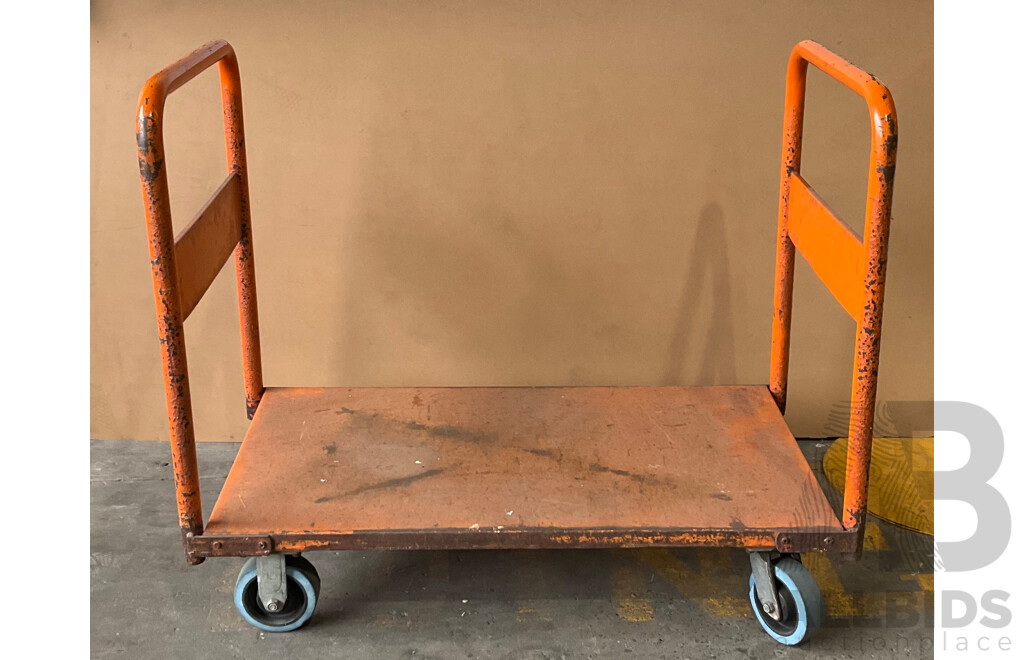 Steel Heavy Duty Platform Trolley - 2 Handle - Orange