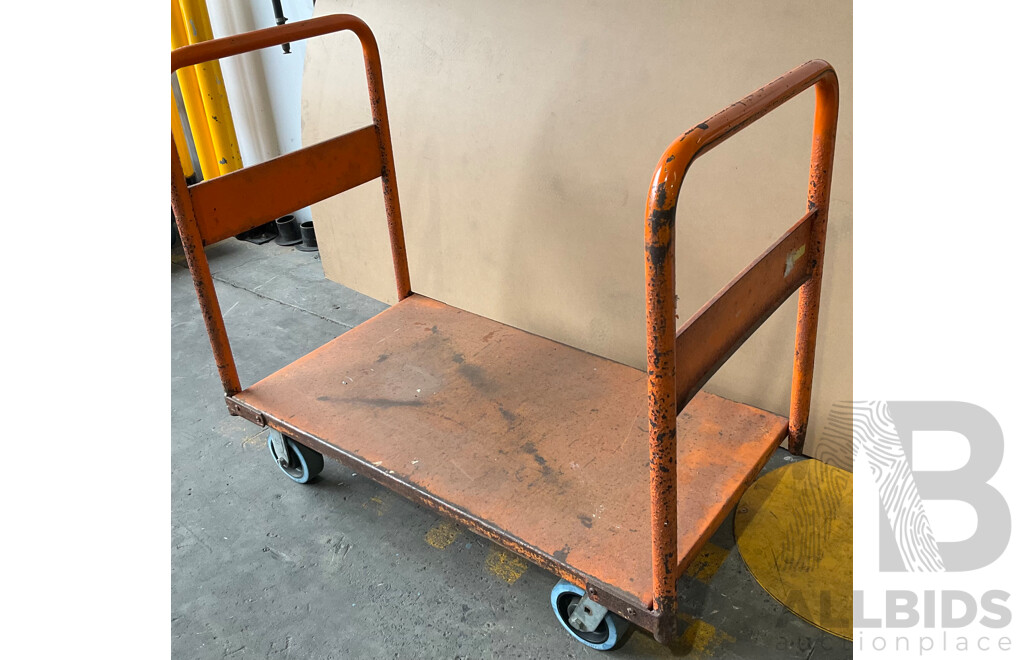 Steel Heavy Duty Platform Trolley - 2 Handle - Orange