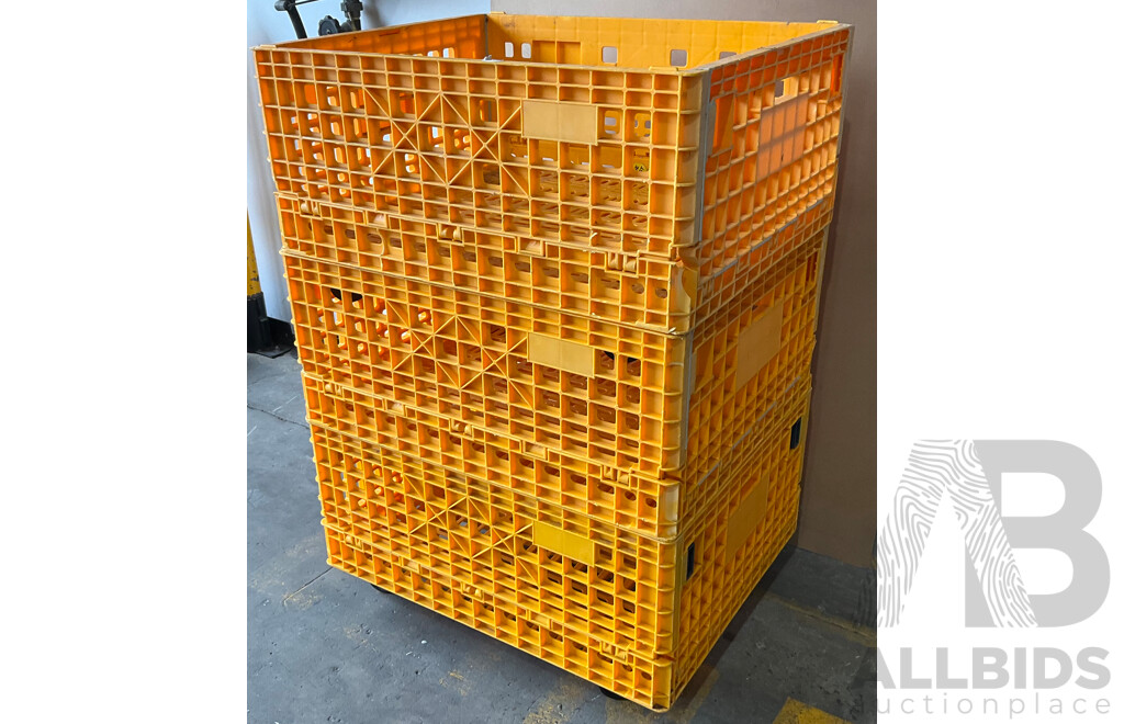 Wheeled Yellow Stacking Plastic Crate X3