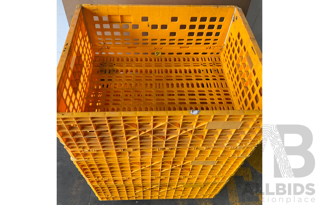 Wheeled Yellow Stacking Plastic Crate X3