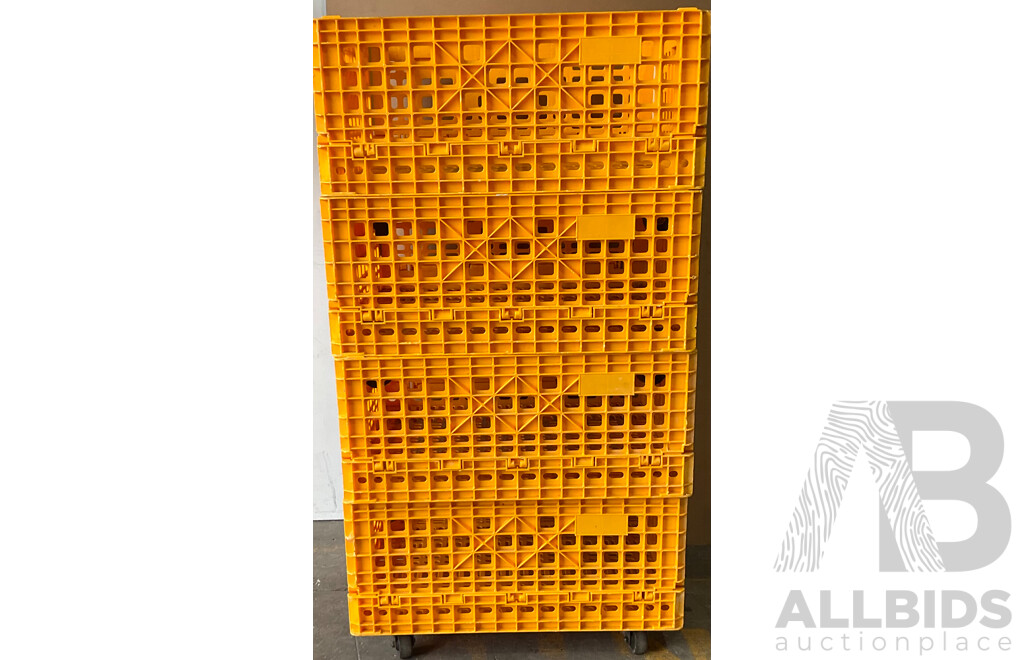 Wheeled Yellow Stacking Plastic Crate X4