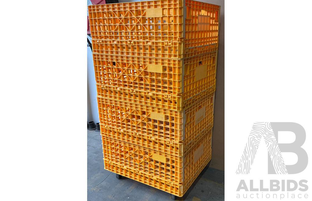 Wheeled Yellow Stacking Plastic Crate X4
