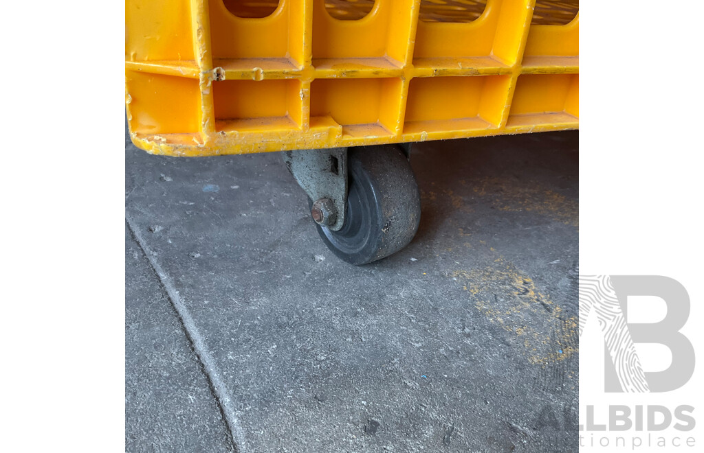Wheeled Yellow Stacking Plastic Crate X4