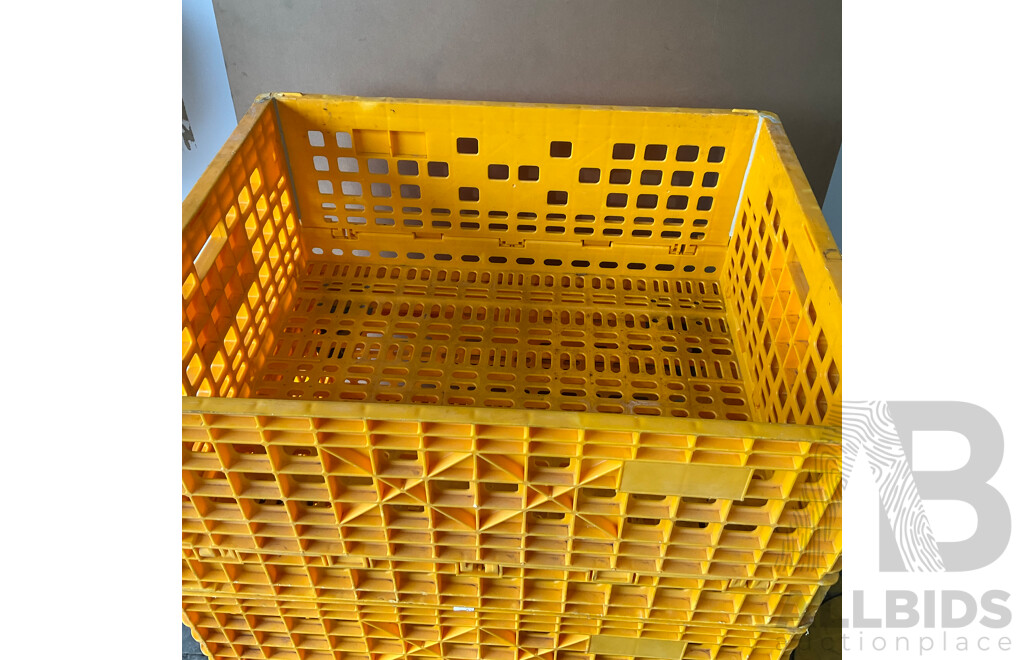 Wheeled Yellow Stacking Plastic Crate X4