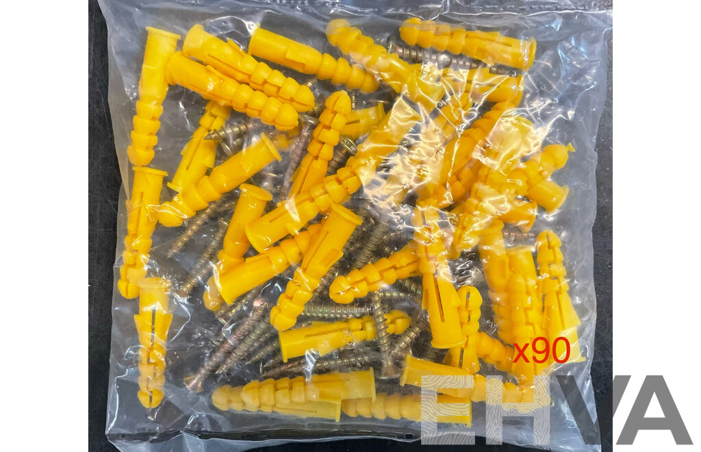 Multi Purpose 8g X 35mm Screws & Plugs Pack - Lot of 90