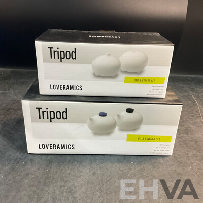 Tripod by LOVERAMICS Salt & Pepper Set X6 and Oil& Vinegar Set X6 - Lot of 12