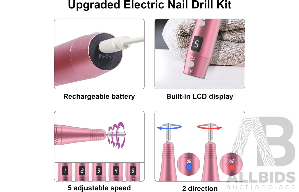 PELCAS Wireless Electric Nail Drill X13 & Brush Heads for Electric Pet Teeth Brush, Tartar Remover X 17