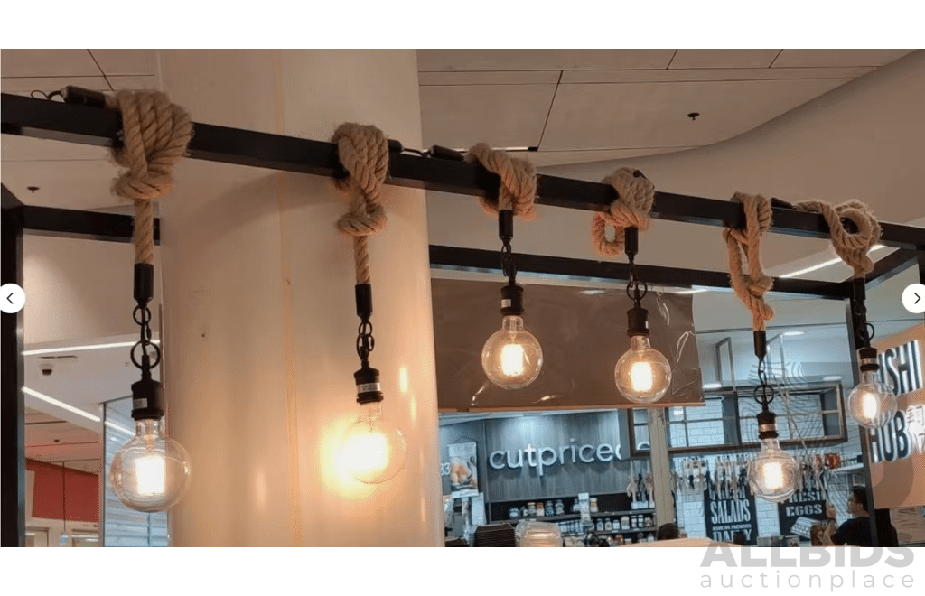 Industrial 1 and 3 Vintage Jute Rope Loft Pendant Ceiling Light with Extra Bases