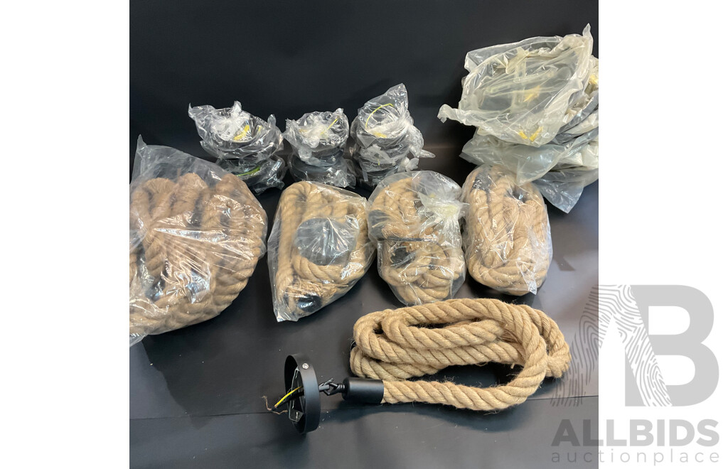 Industrial 1 and 3 Vintage Jute Rope Loft Pendant Ceiling Light with Extra Bases