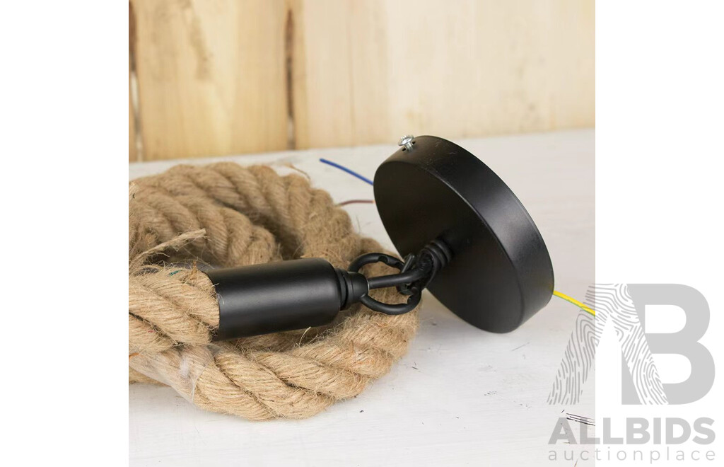 Industrial 1 and 3 Vintage Jute Rope Loft Pendant Ceiling Light with Extra Bases