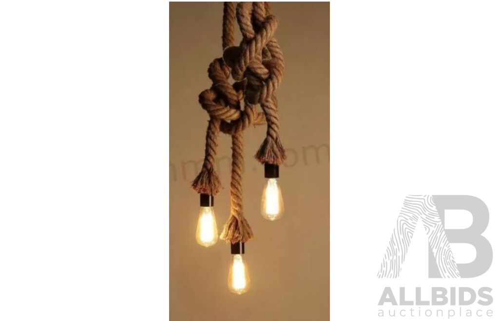 Industrial 1 and 3 Vintage Jute Rope Loft Pendant Ceiling Light with Extra Bases