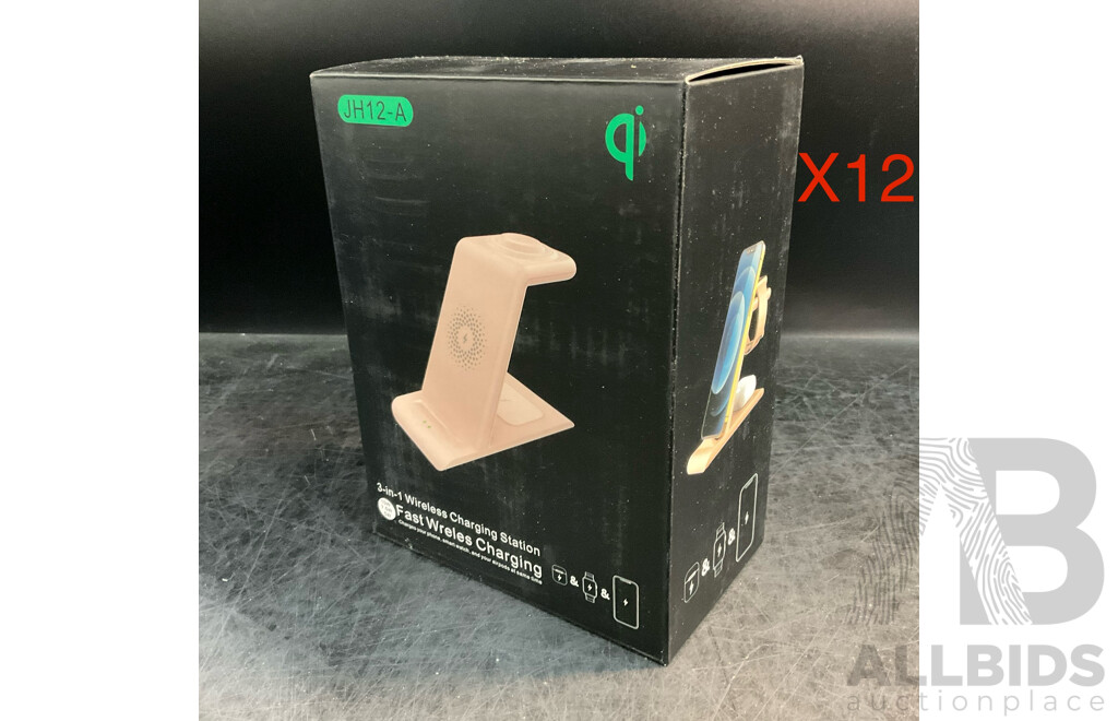 Bulk Lot - 3 In1 Wireless Charing Stations, Doubleshock 4 PS4 Controllers & Bicycle Phone Holders &  Assorted 4K/8K Connection Cables/Decking Station