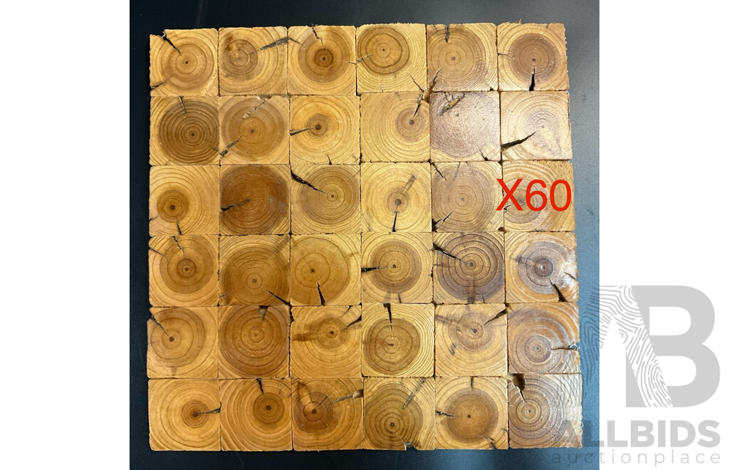 Ringwood End Grain Mosaic Design Tiles for Walls or Flooring - Total of 60 Tiles