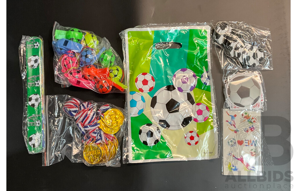 Bulk Lot - Soccer Goody Bag for Birthday or Event & 1200PCS Pony Bead Craft Decorations & 48PCS Gaming Dice & Pack of Round Party Banners