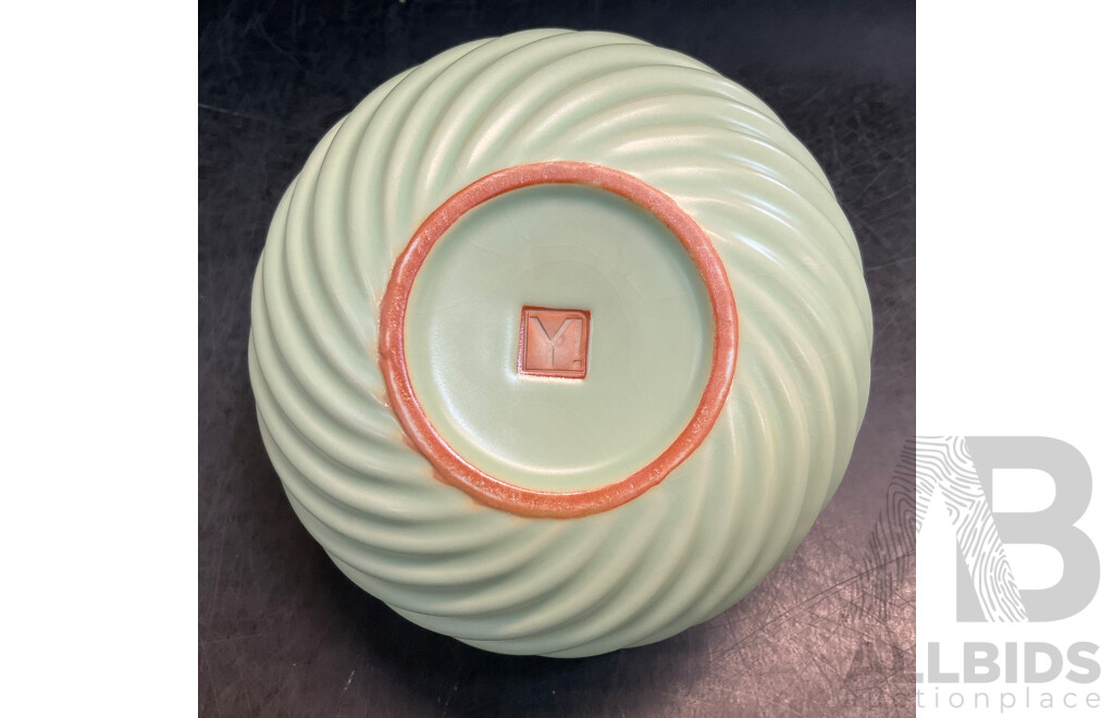 Y! Handmade Ceramic Tea Caddy Canister/ Ginger Jar - Green & White - Lot of 4 