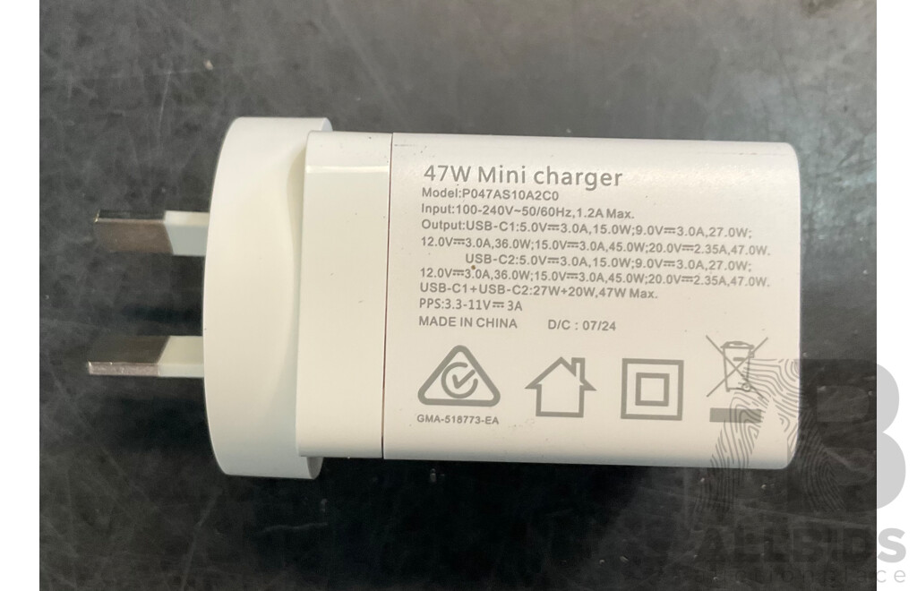 Addtam 47W Mini Type-C Charger/ Adaptor - Lot of 10