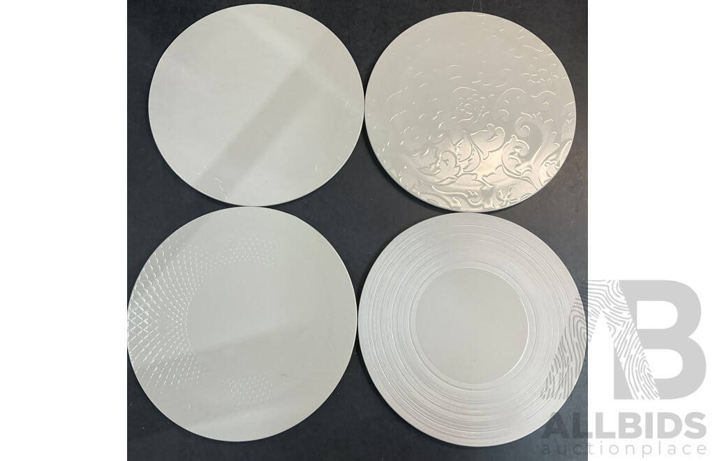 White Ornate Embossed Ceramic Teapot/Cup/Dessert Set & LUZERNE Multi-Purpose Serving Plates