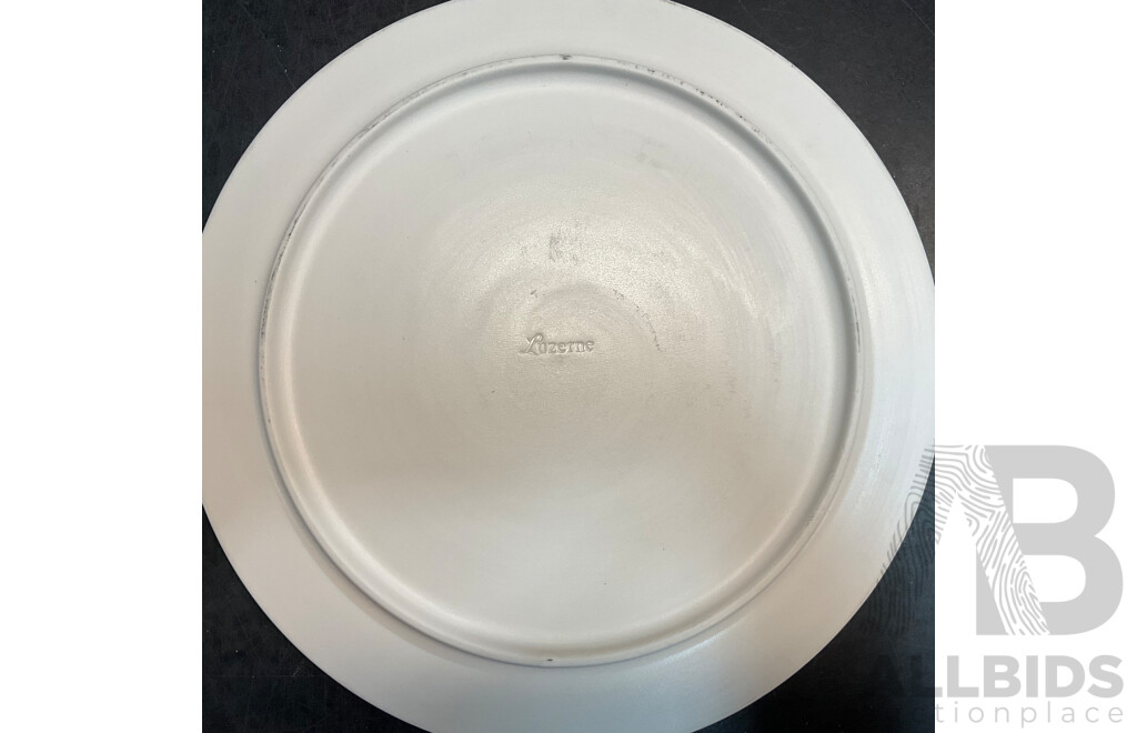 White Ornate Embossed Ceramic Teapot/Cup/Dessert Set & LUZERNE Multi-Purpose Serving Plates