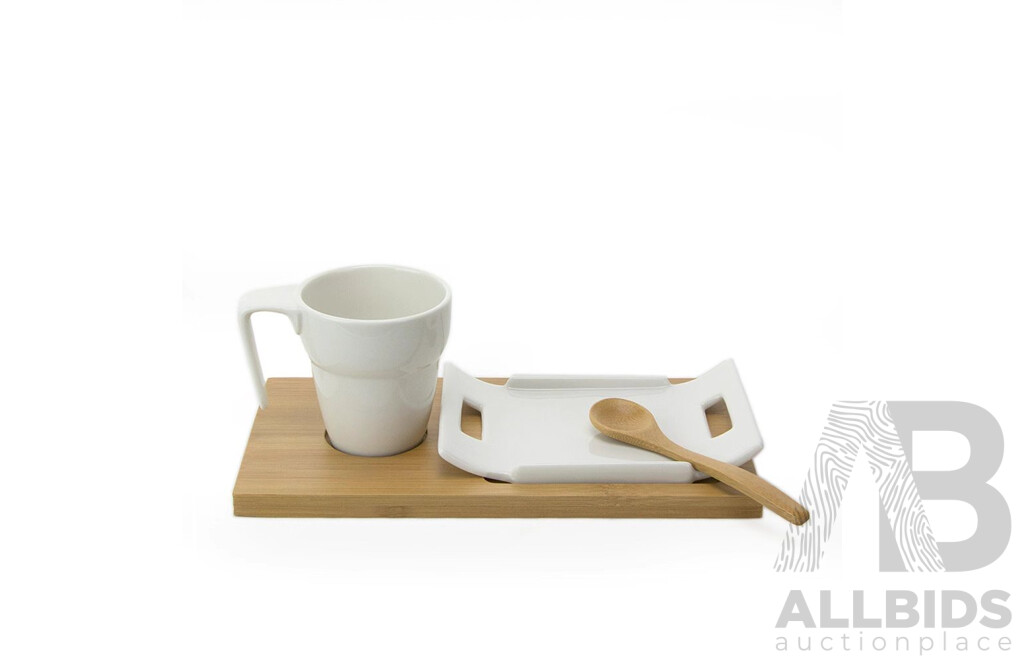 Tropical Leaf 3 Tier Porcelain Cake Stand Serving Plate X2 & 4 Pieces Coffee /Tea Serving Set X4 - Lot of 6