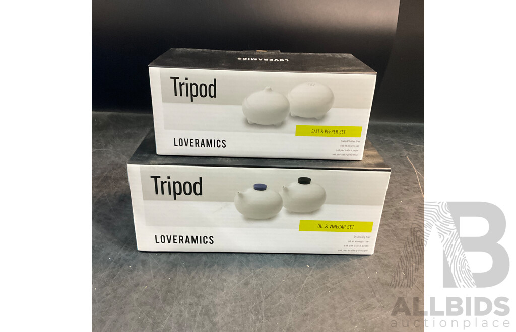 Tripod by LOVERAMICS Salt & Pepper Set X6 and Oil& Vinegar Set X6