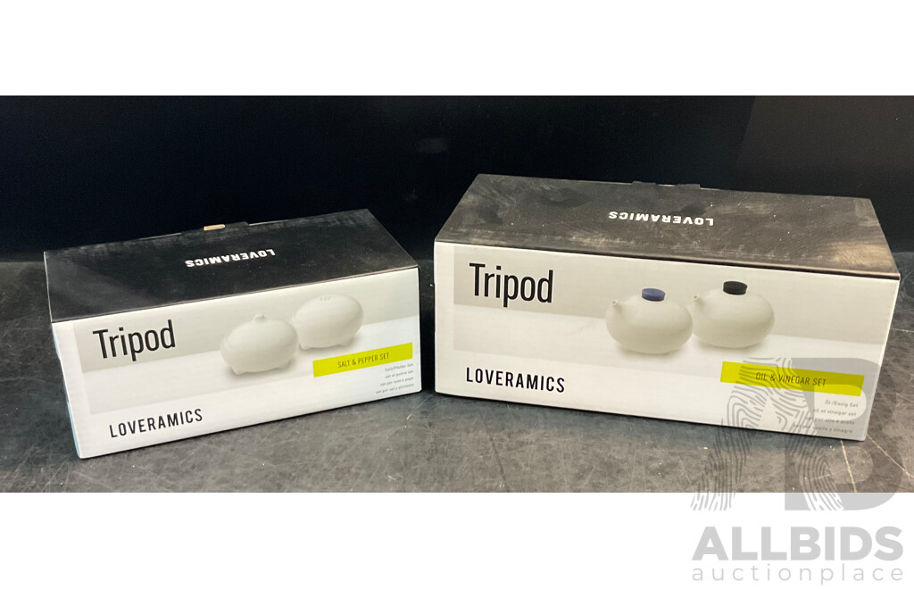 Tripod by LOVERAMICS Salt & Pepper Set X6 and Oil& Vinegar Set X6