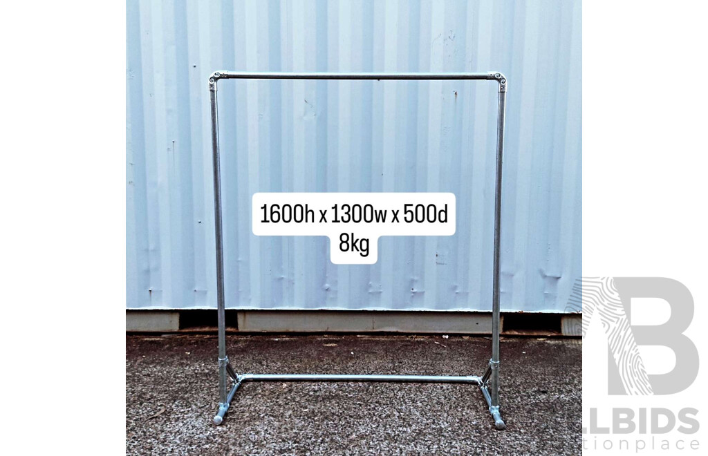 Free Standing OD 32mm Galvanized Steel Heavy Duty Garment Racks - Lot of 3