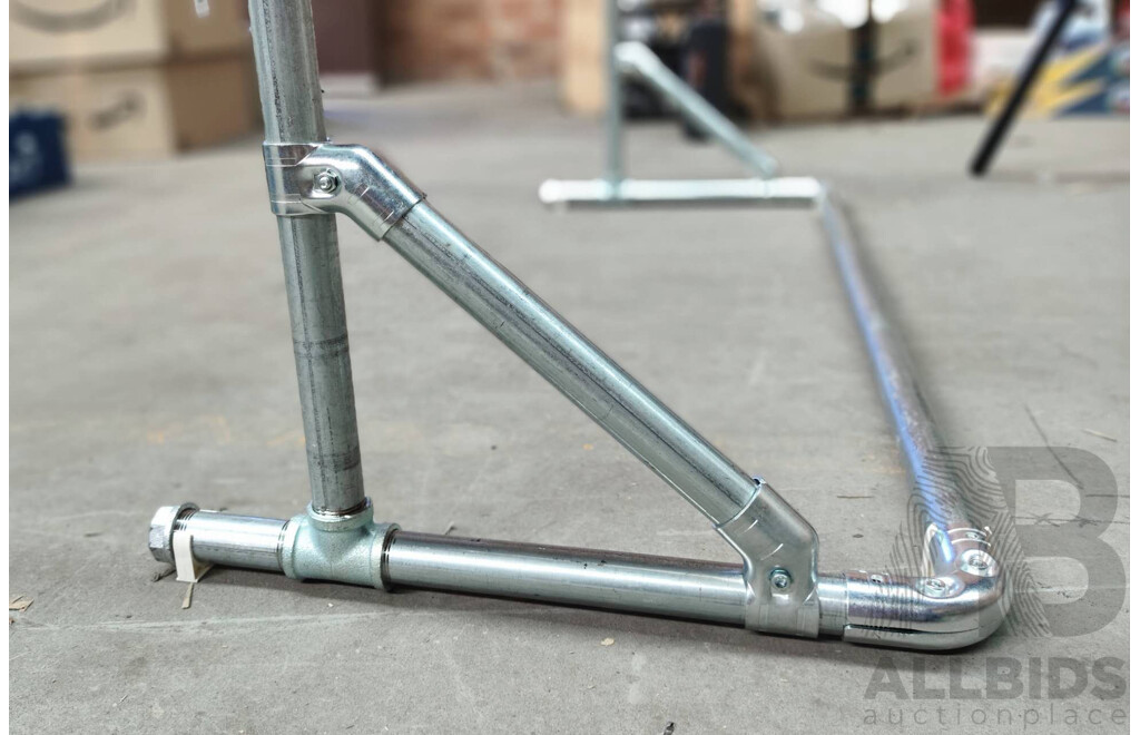 Free Standing OD 32mm Galvanized Steel Heavy Duty Garment Racks - Lot of 3