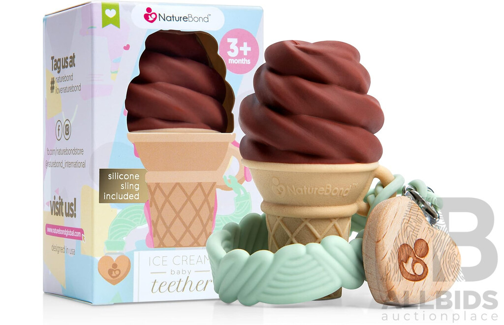 NatureBond Silicone Baby Teether Toy - Ice-Cream Teething Toy with Free Silicone Sling Pacifier Holder Clip (assorted Colours) - Lot of 20 - $338