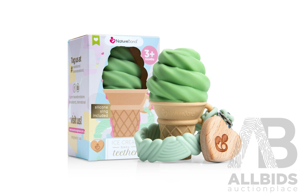 NatureBond Silicone Baby Teether Toy - Ice-Cream Teething Toy with Free Silicone Sling Pacifier Holder Clip (assorted Colours) - Lot of 20 - $338