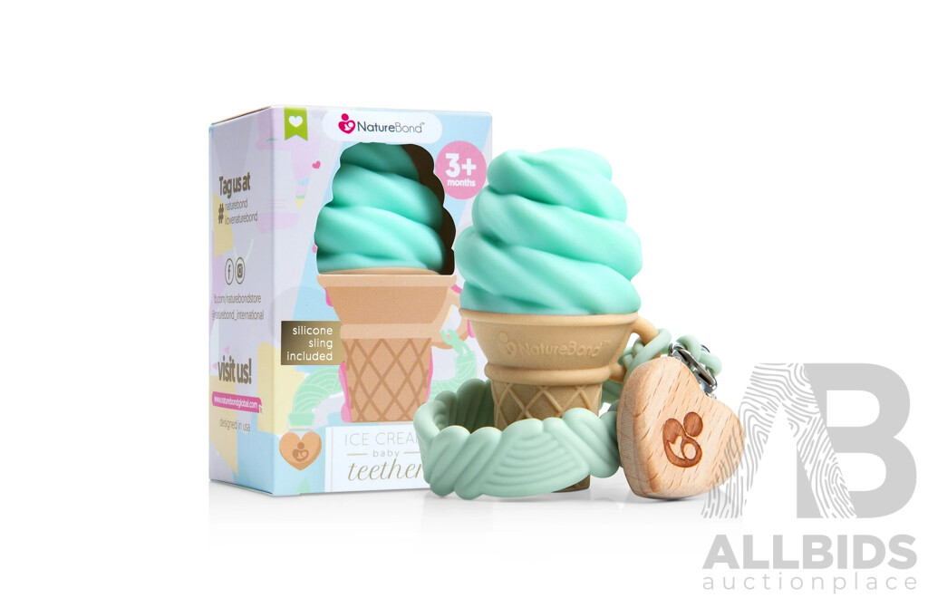 NatureBond Silicone Baby Teether Toy - Ice-Cream Teething Toy with Free Silicone Sling Pacifier Holder Clip (assorted Colours) - Lot of 20 - $338