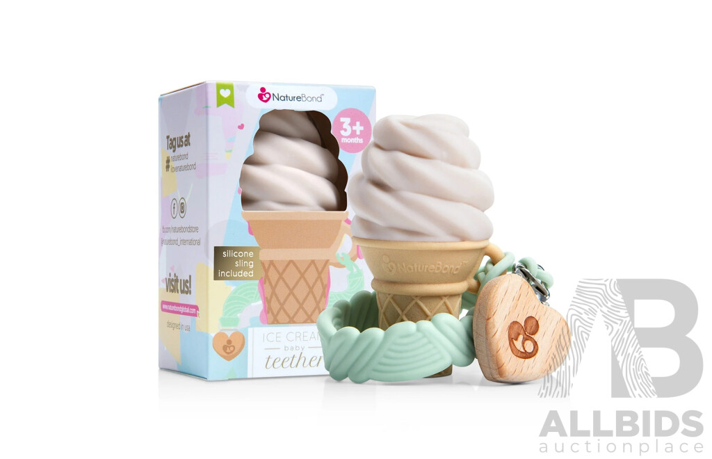 NatureBond Silicone Baby Teether Toy - Ice-Cream Teething Toy with Free Silicone Sling Pacifier Holder Clip (assorted Colours) - Lot of 20 - $338